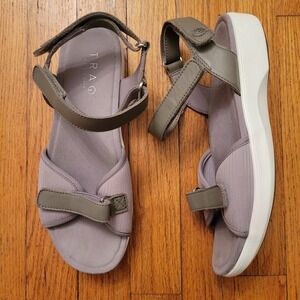 TRAQ Alegria 39 Gray Comfort Slingback Sandals 9 QALI Orthotic Summer Neutral